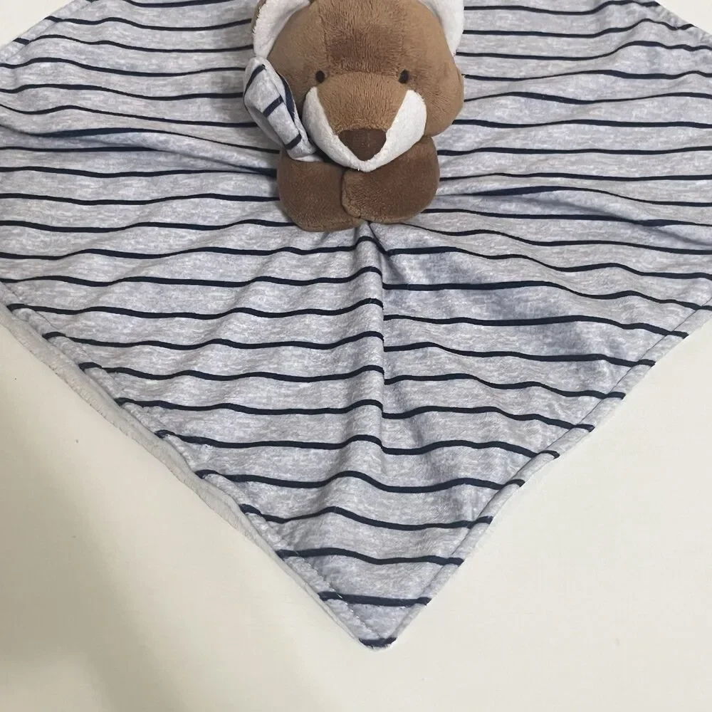 Carter's Just One You Gray Striped Fox Security Blanket Lovey Lovie Blankie